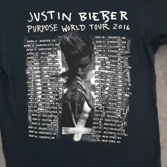Justin Beiber Purpose Tour 2016 Concert Music T Shirt Small Blue Short Sleeve - Picture 3 of 8